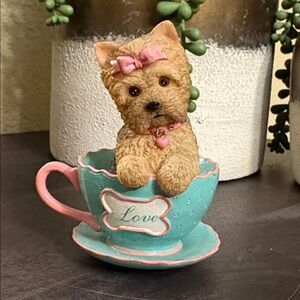 Cute Dog Figurine in Teacup